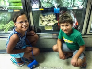Madison and Logan looking at ginger