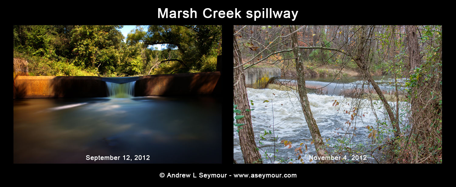 Marsh Creek Spillway comparison (9/12 vs 11/4) Marsh Creek Spillway comparison (9/12 vs 11/4)