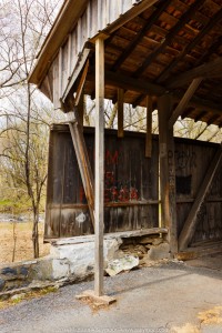 Truck damage to Speakman #1 covered bridge in Chester County PA.