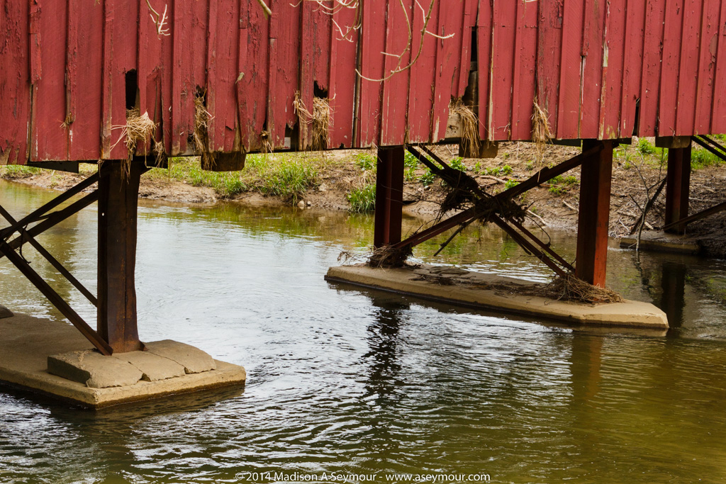Flood damage to Speakman #1 covered bridge in Chester County PA.