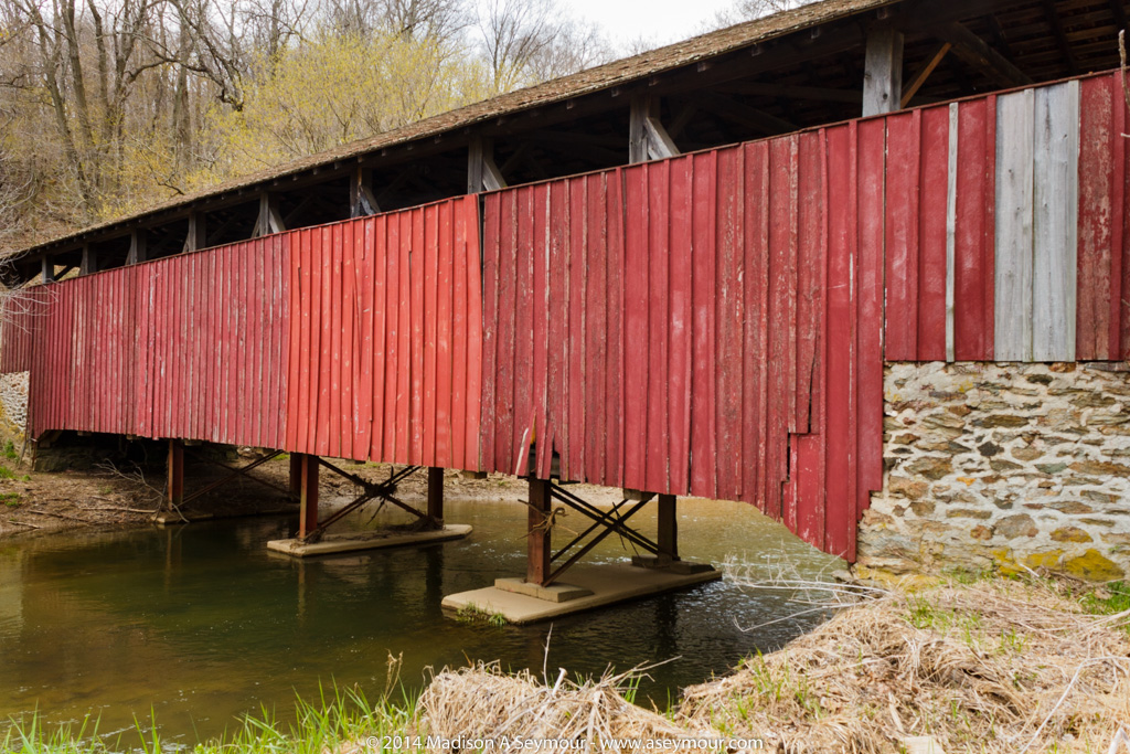 Truck damage to Speakman #1 covered bridge in Chester County PA.