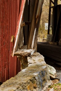 Truck damage to Speakman #1 covered bridge in Chester County PA.