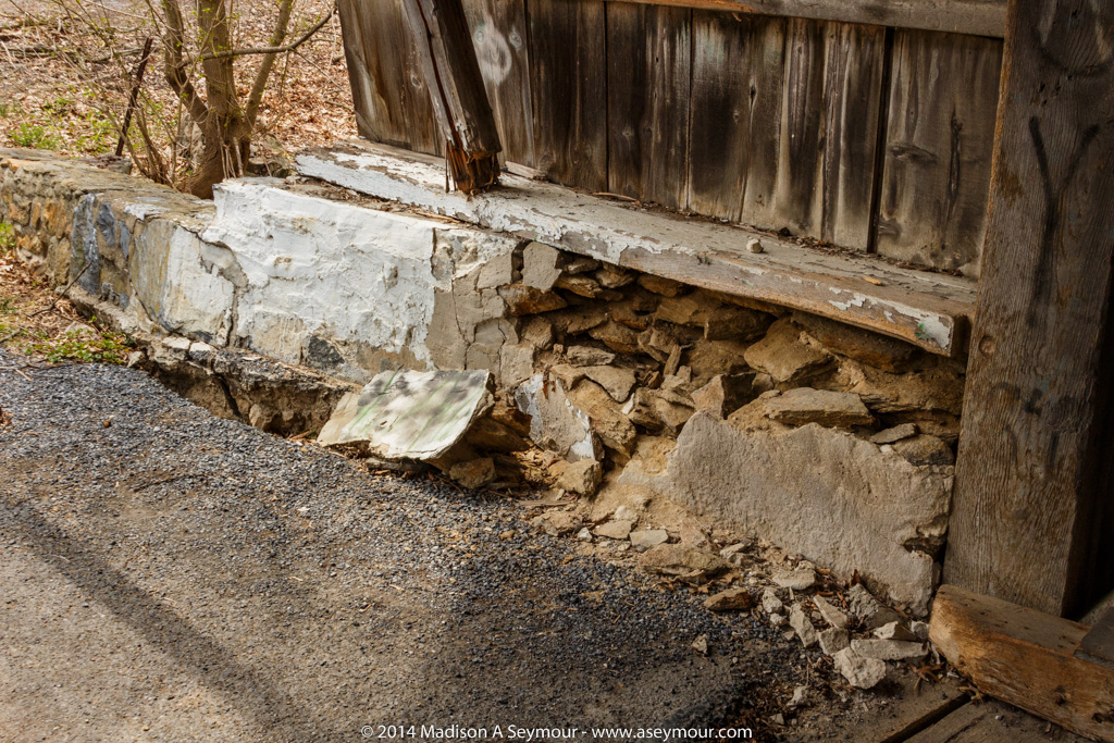 Truck damage to Speakman #1 covered bridge in Chester County PA.