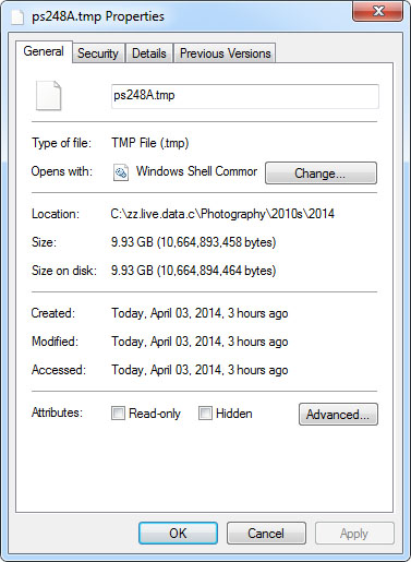 10.6 GB Adobe TMP file